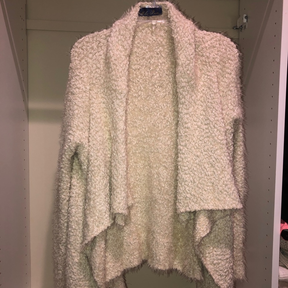 Asymmetrical fuzzy sweater